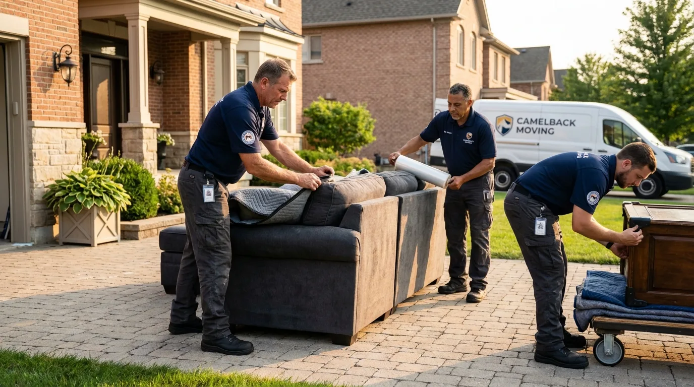 Large estate moving crew wrapping furniture in Wayne, WV